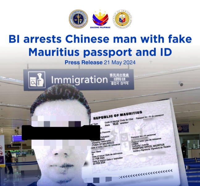 中国男子花20万美元买了"假护照" 菲移民官眼尖拦截